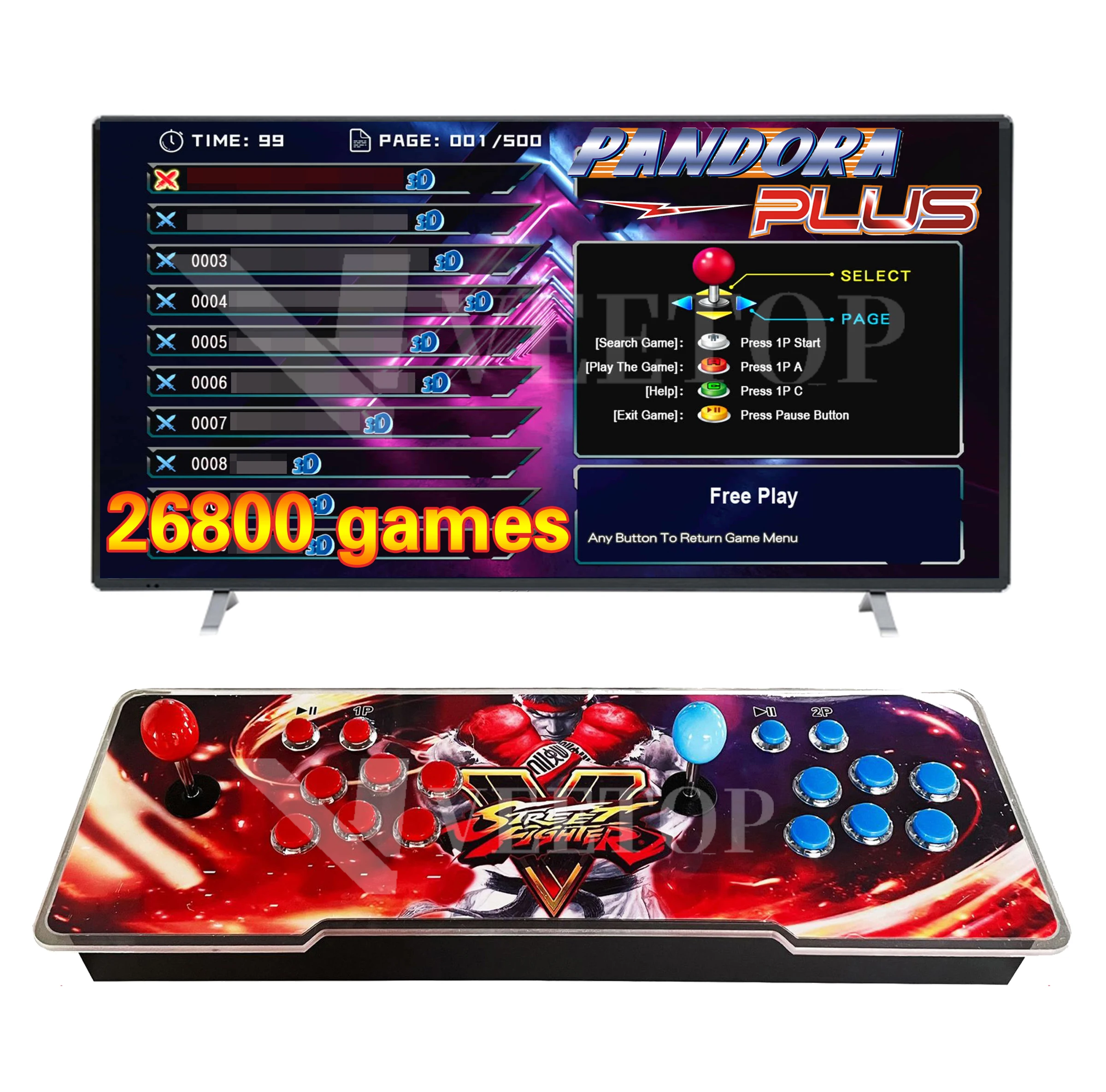Hurtownia fabryczna zaawansowanych automatów arcade do gier wideo dla rodzin z podwójnymi joystickami, 26800 gier wideo w jednym automatycznym konsoli.