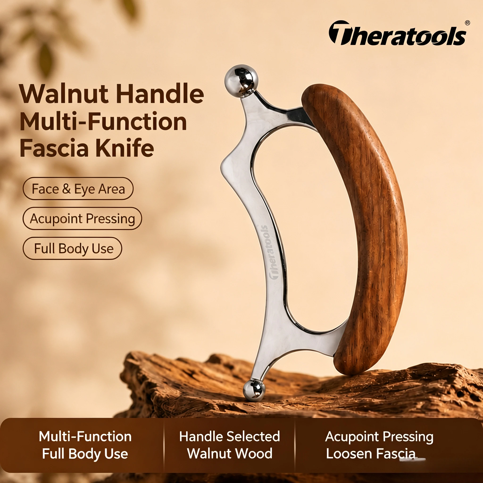 Image of 2-in-1 Faszien-Massagegerät Gua Sha Schaber Rollkugel Akupunktur-Stimulationsgerät zur Muskelentspannung für Nacken, Schulter, Gesicht und Augenpflege