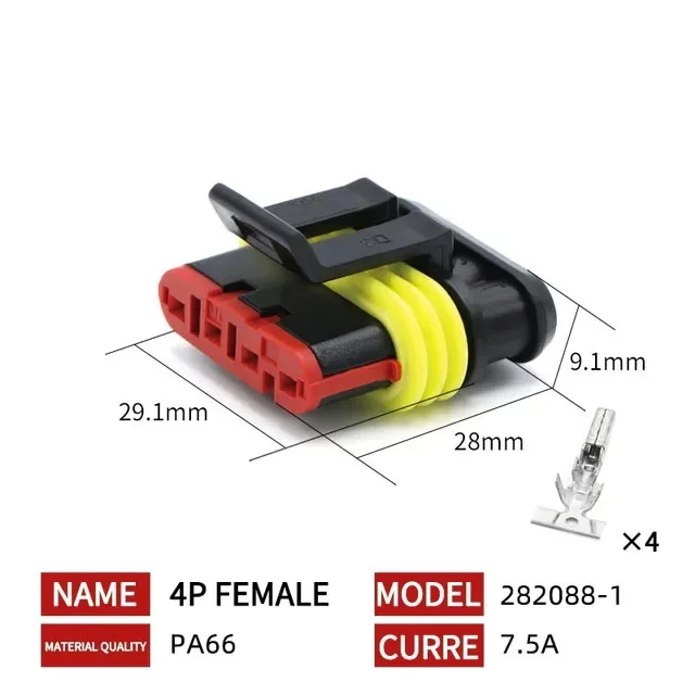 NONE 20/50/100Sets 1,5 Serie AMP Automobilanschlüsse 1/2/3/4/5/6 Pin Super Seal Wasserdichter elektrischer Kabelstecker PA66 Nylon 8