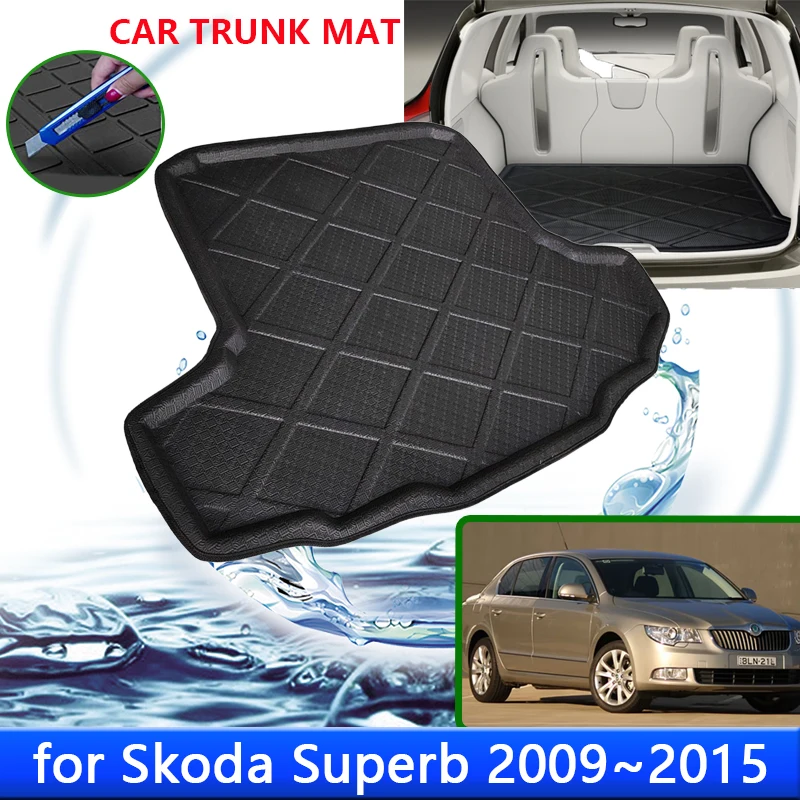 

FOR Skoda Superb 2 MK2 2009 2010 2011 2012 2013 2015 3t Rear Trunk Tray Cargo Boot Waterproof Liner Mat Floor Carpet Accessories