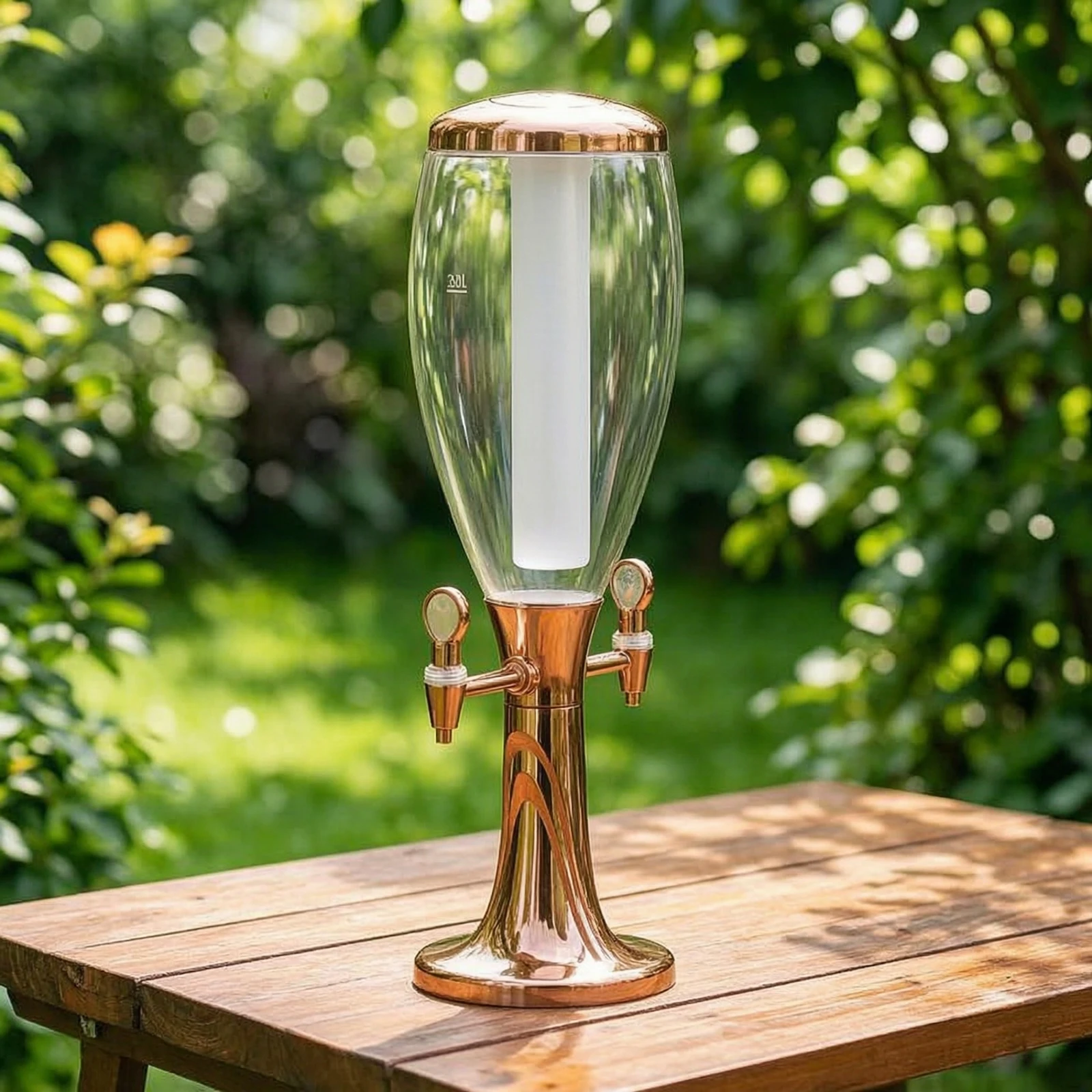 Beer Dispenser with Dual Taps Chilled Beer Dispenser with Ice Tube Drink Dispenser with Ice Column Tabletop Clear for Hosts - view 4