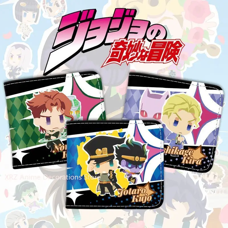 JoJo's Bizarre Adventure Kujo Jotaro, billetera para hombre, diseño pequeño plegable, billeteras finas informales, tarjetero, monedero para hombre, Clip para dinero