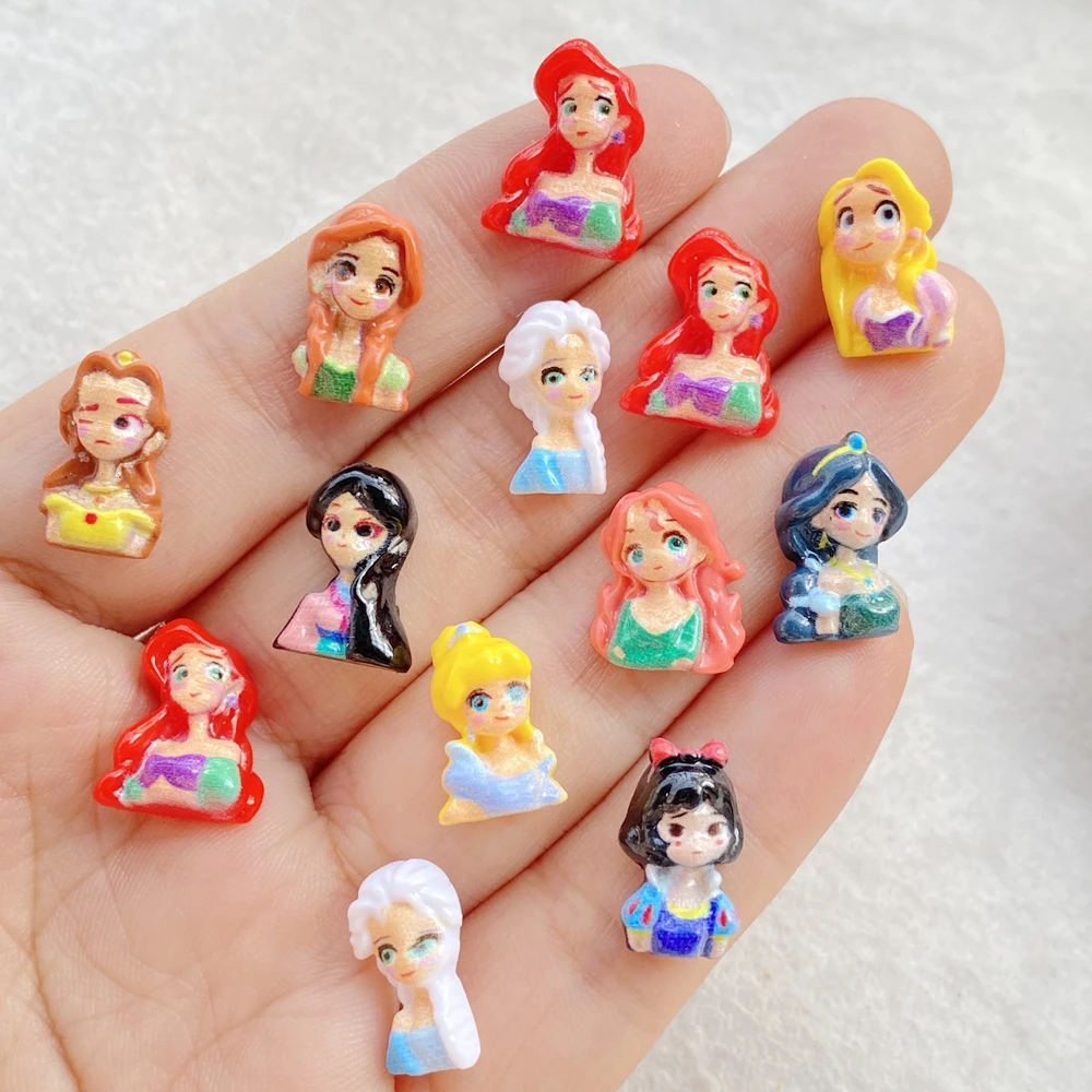 50 Pezzi Misti di Decorazioni per Unghie in Resina, Charm Cartoon Disney Princess, Strass per Nail Art 3D, Gioielli Fai-da-Te