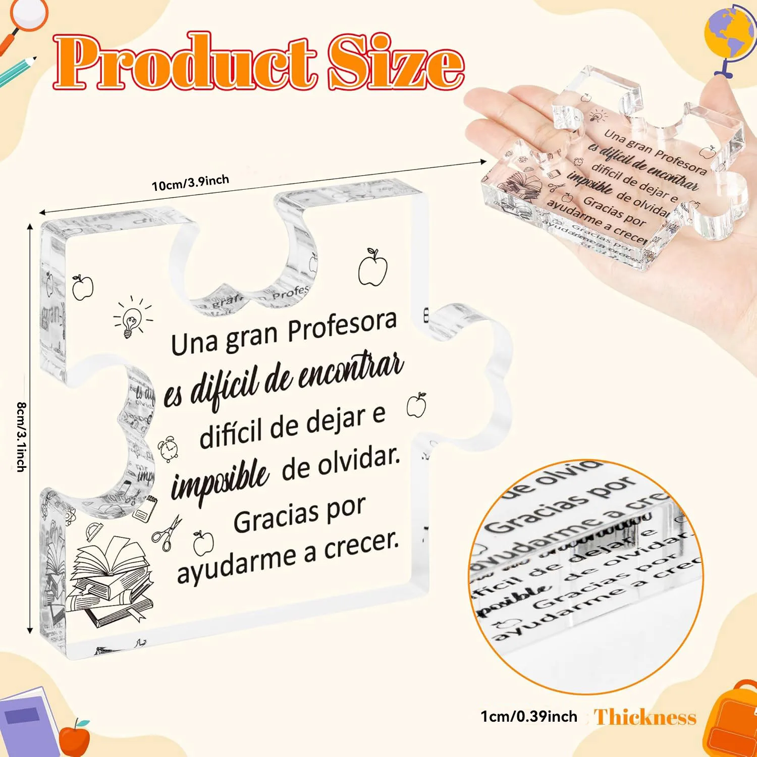 Spanish Teacher Appreciation Gifts - Regalos Para Maestra Acrylic Plaque Thank You Gifts for Teacher from Students End of Year