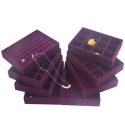 Purple Velvet Jewelry Display Tray Organizer Box Showcase for putting Necklaces Rings Pendants Gemstone Diamond Drawer Show Case