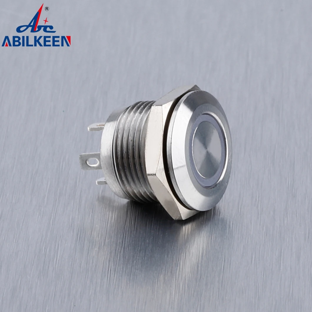 

ABILKEEN супер тонкий 12/16/19 мм водонепроницаемый IP65 с плоской головкой 1ON металлический кнопочный переключатель с самосбросом и светодиодной подсветкой