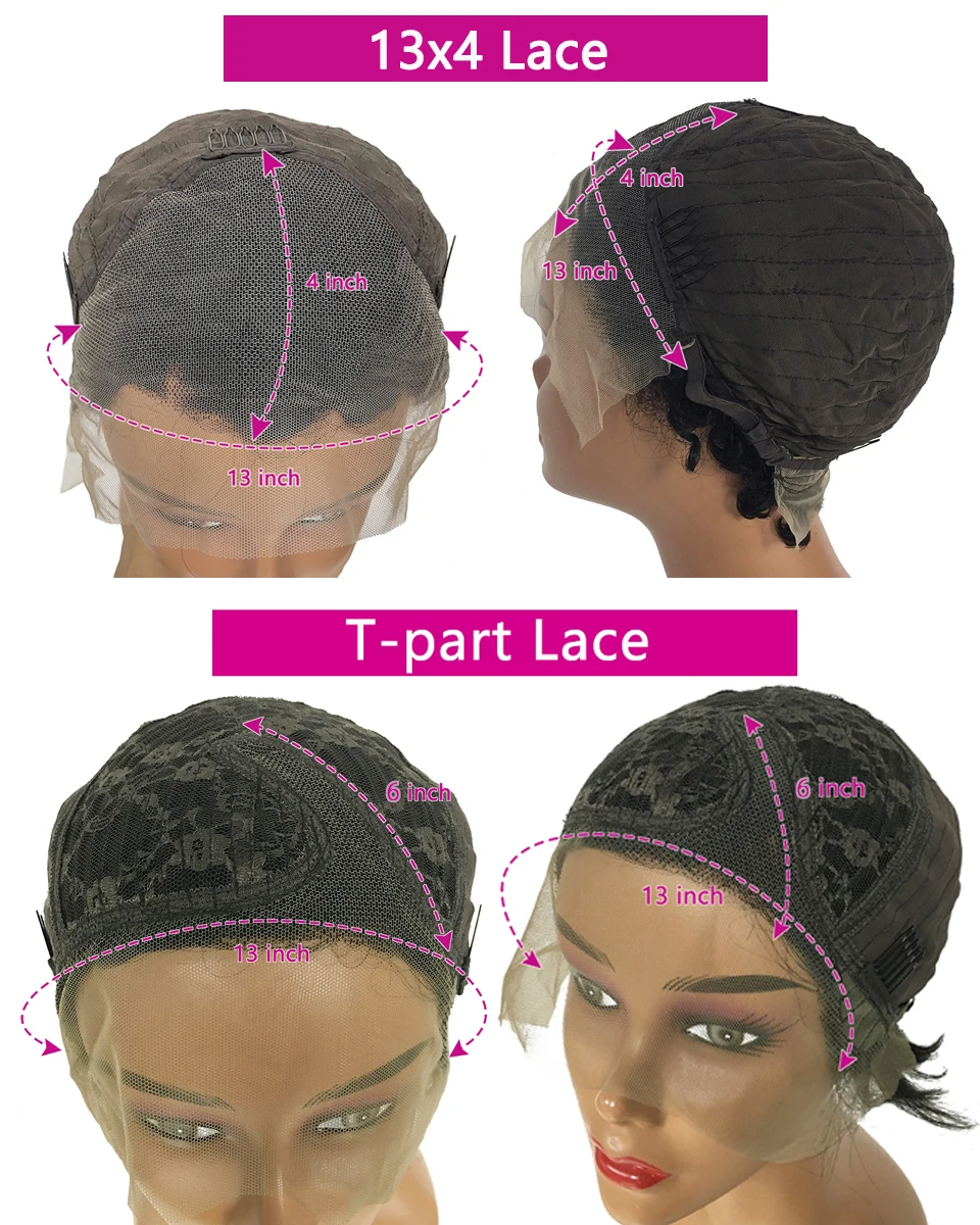 Wig potongan Pixie Wig rambut manusia lurus transparan 13x4 Wig Bob pendek renda Bagian T Wig rambut manusia Brasil untuk wanita