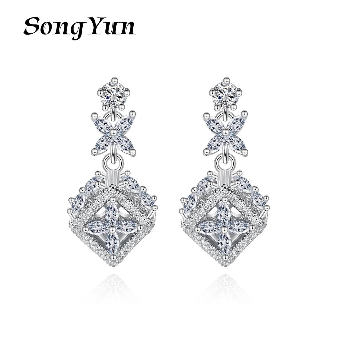 

SongYun Jewelry MHT Quality Brass Stud Earrings Dangle CZ 7A Zircon Engagement Party Party Cocktail Women Earring Jewelry
