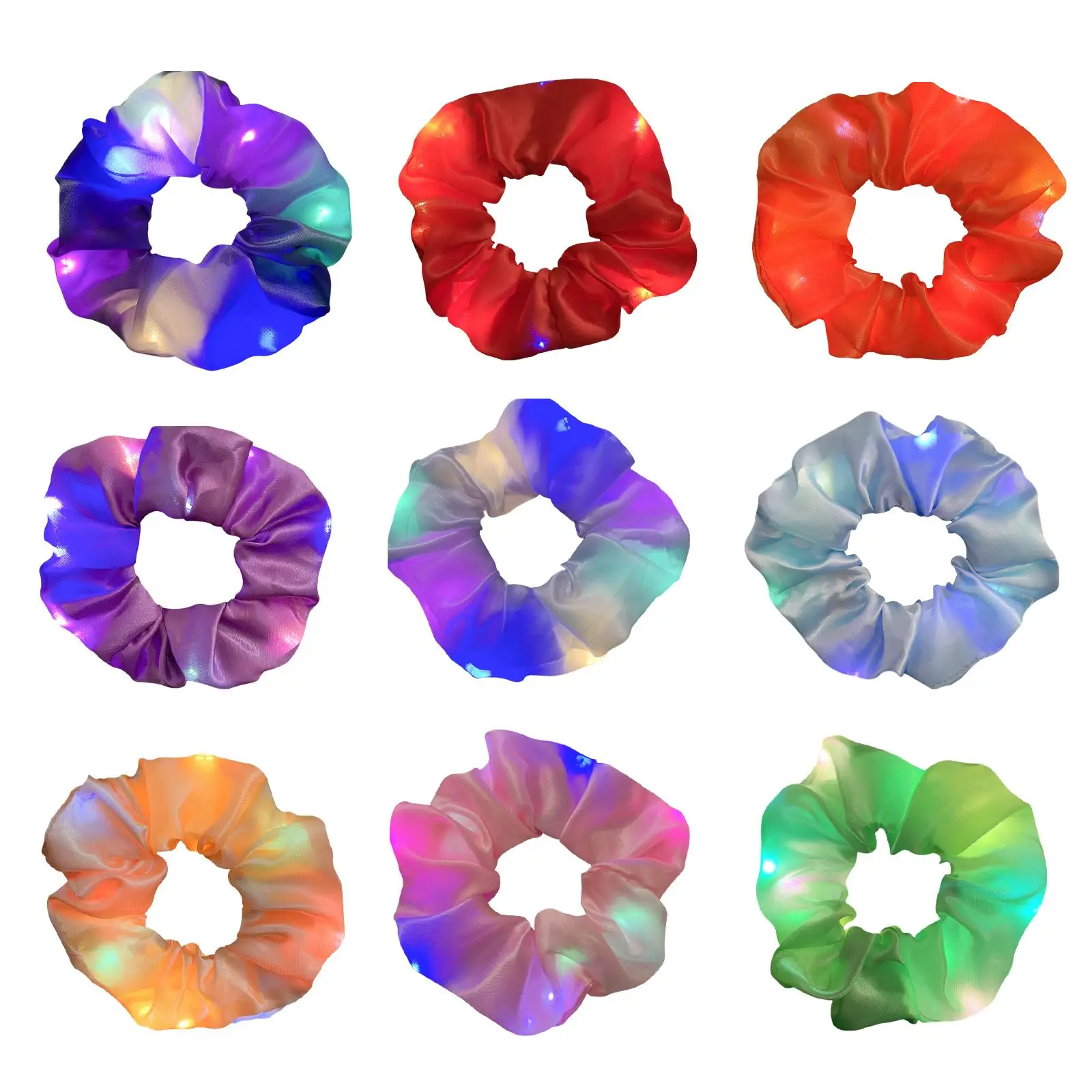 LED Light Hair Scrunchies Silk Hair Tie Headwear Hair Rings Luminous Ponytail