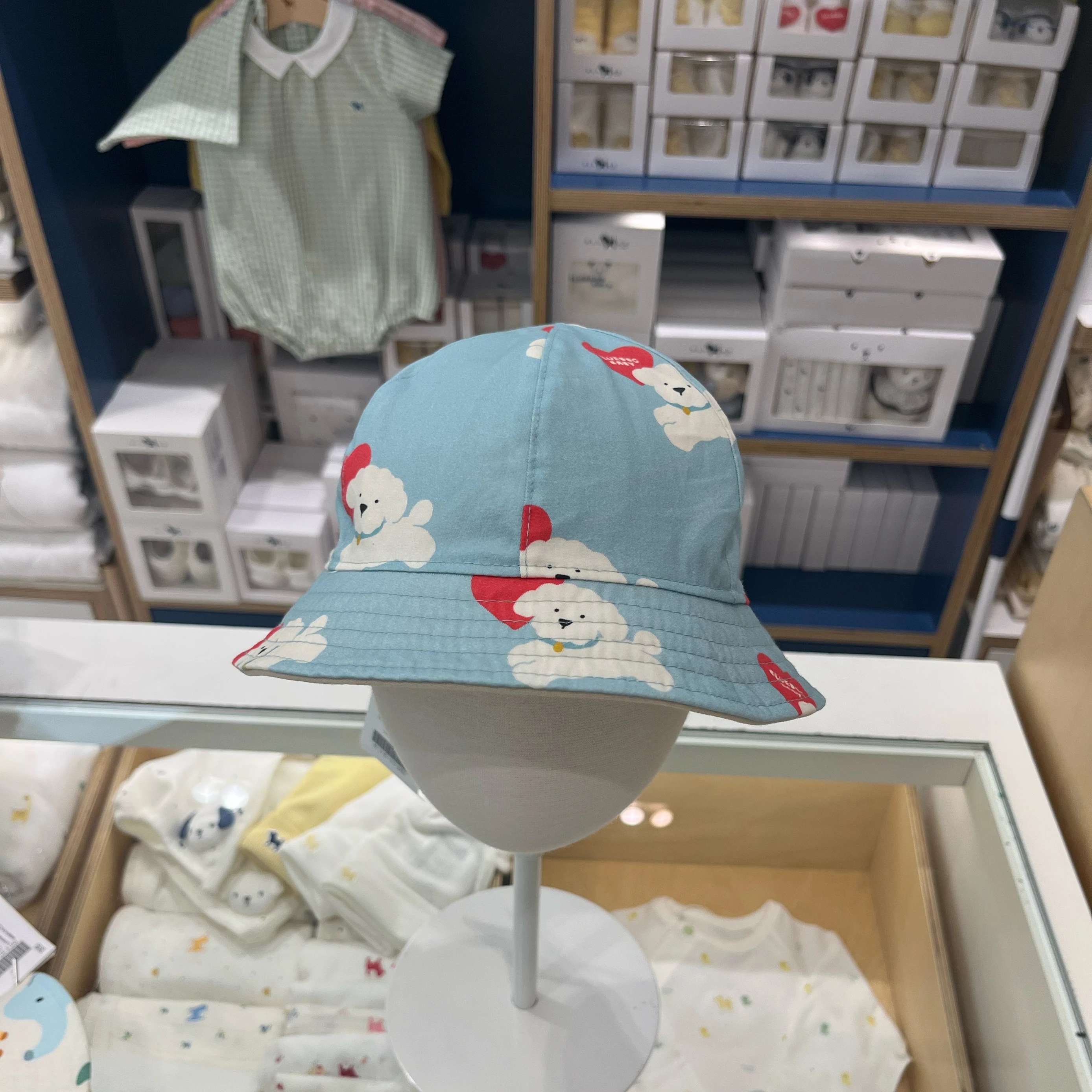 

Cute Cartoon Dog Fisherman Cap Children's Baby Sunshade UV Protection Bucket Hat Casual Style Cotton Material Unisex