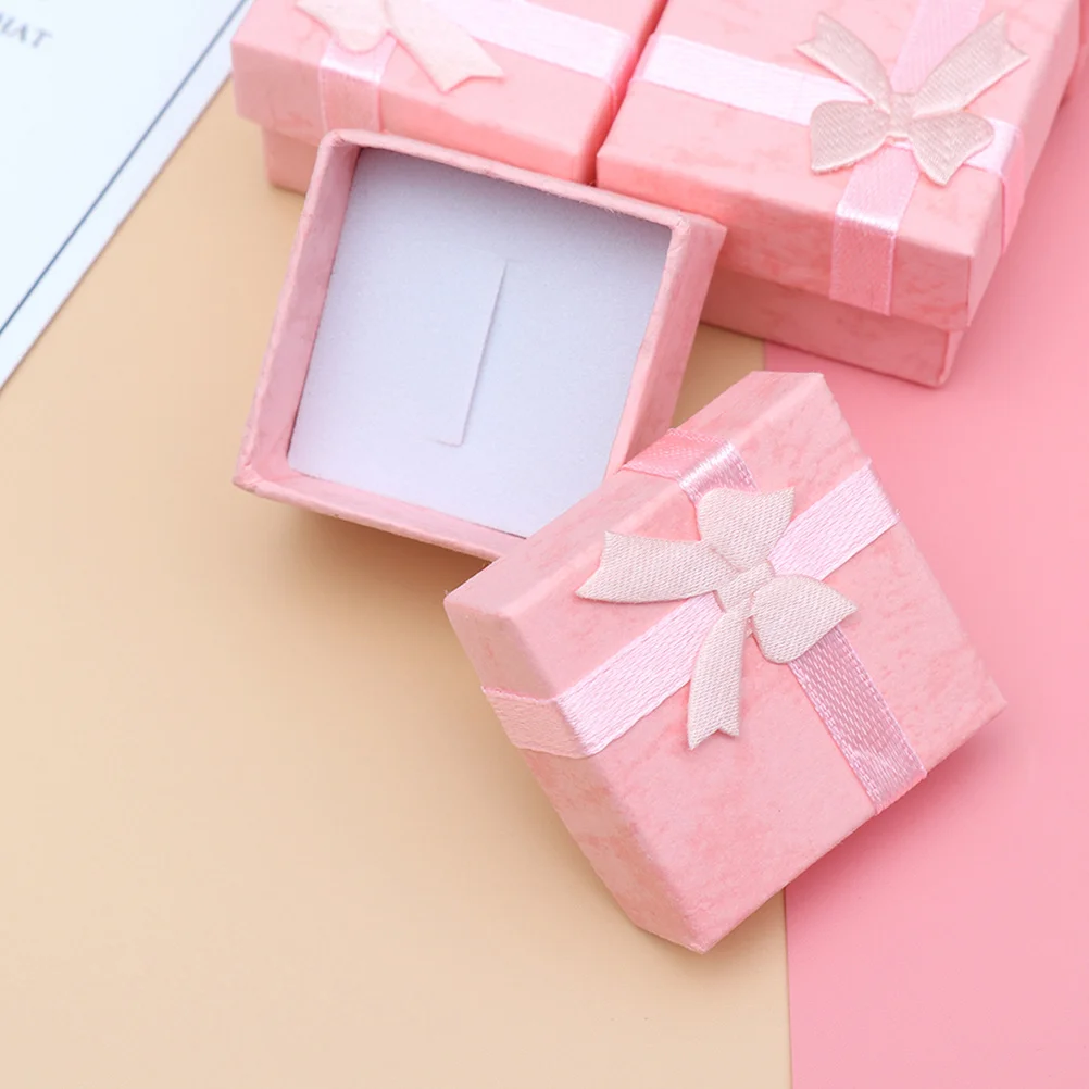 12 قطعة من صناديق المجوهرات بعقدة على شكل فيونكة، حافظات تخزين أنيقة للخواتم والأقراط للسيدات، حامل هدايا مدمج وخفيف الوزن للسفر