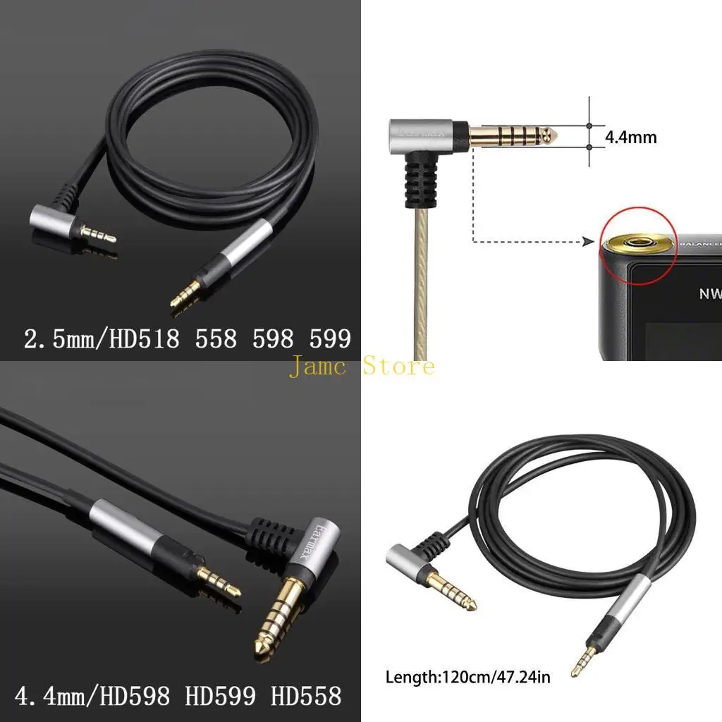 

LX0B 4.4mm/2.5mm Headphones Cable Cord for HD595/558 /518 /598 Cs SR HD599