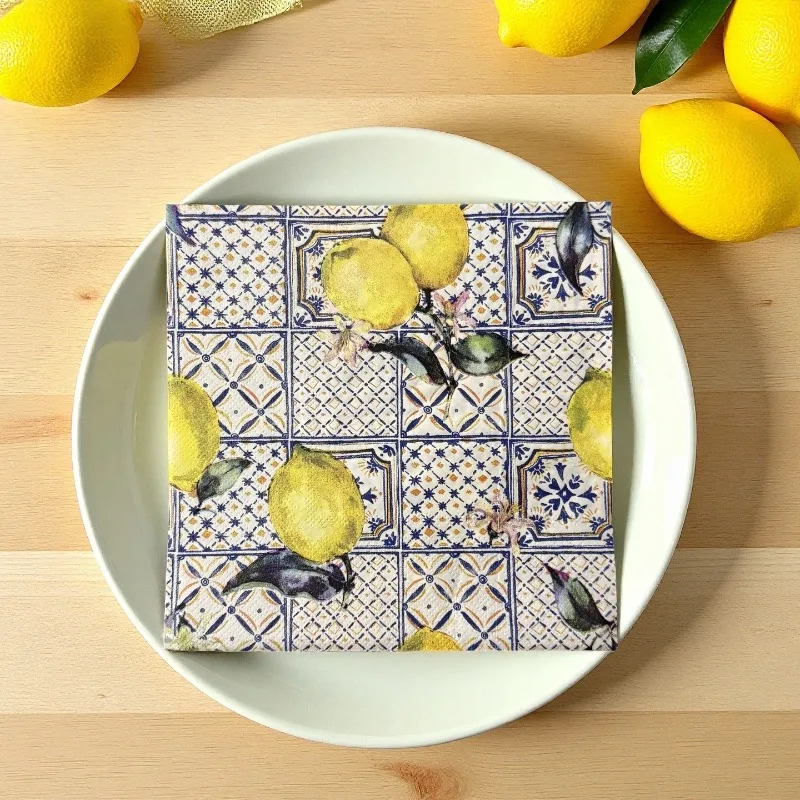 20 Sheets of 33 * 33cm 2Ply New Summer Lemon Themed Napkins Party Picnic Decoration Paper DIY Decoupage Paper
