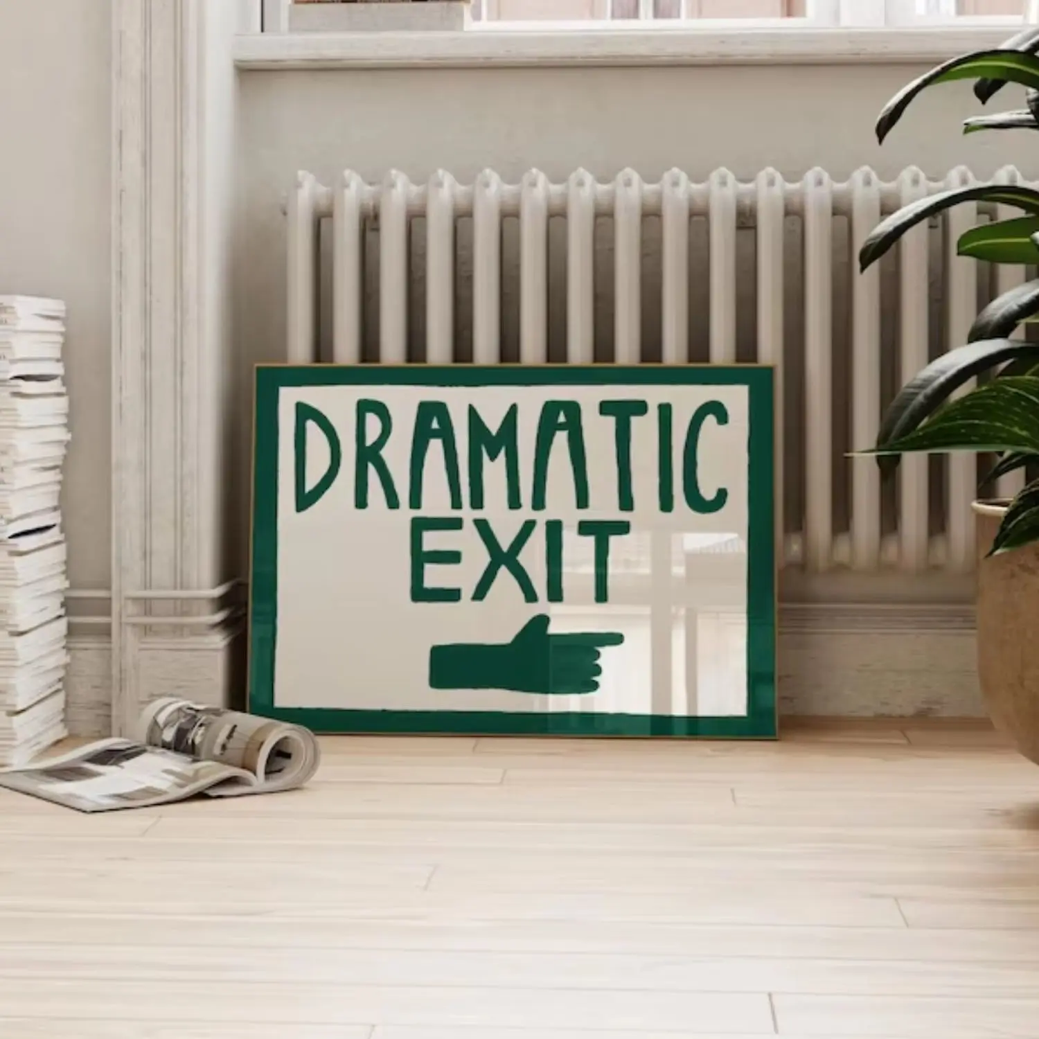 Impresión divertida para pasillo, impresión artística de pared con salida dramática en verde oscuro, pintura en lienzo, póster, imagen para sala de estar, dormitorio, decoración del hogar