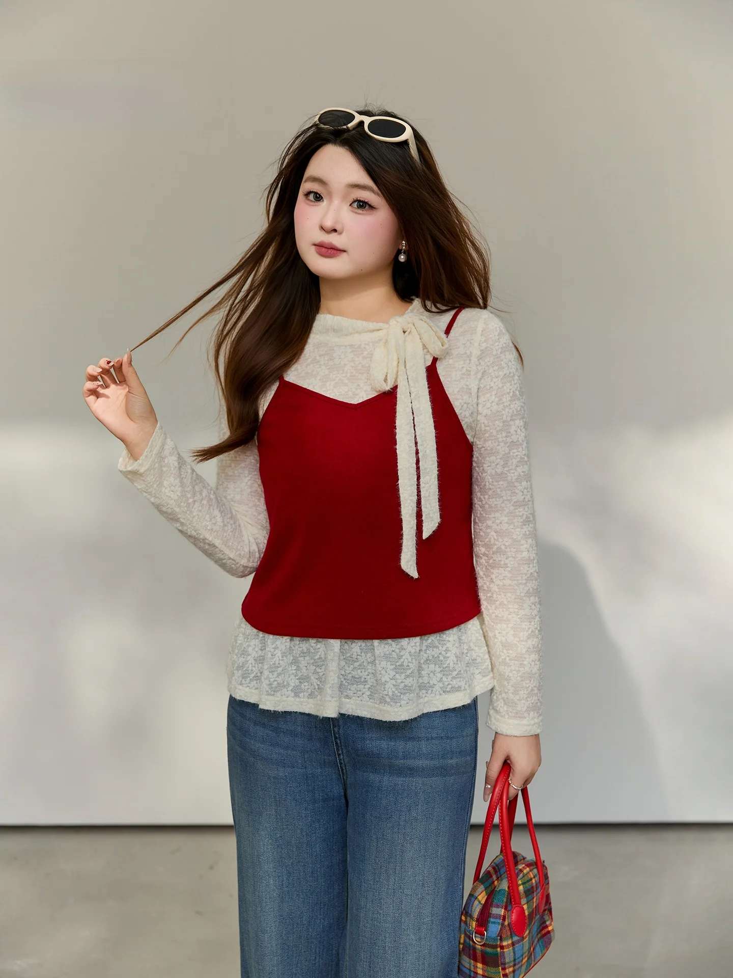 

DM00 plus Size Women's Faion Set Sweet Sle Slim Fit Two-Piece Suite Spring Casual Bicolor Aosphere Sensation plus Size