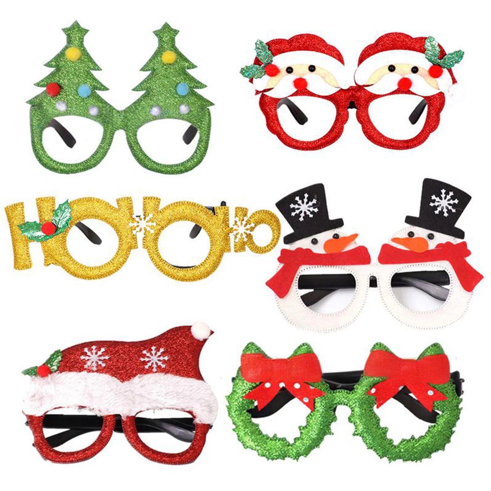12Pcs Adults Kids Christmas Sunglasses Creative Holiday Glitter Eyeglasses for Cosplay Party Favor