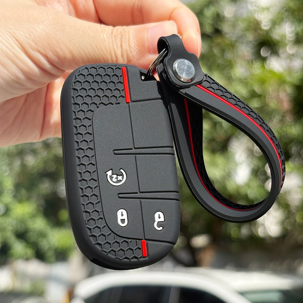 Sleutelhanger Bescherming Voor Jeep Cherokee Limited Grand Kompas Dodge Journey Hellcat Chrysler 300C II Siliconen Klep Fob Houder
