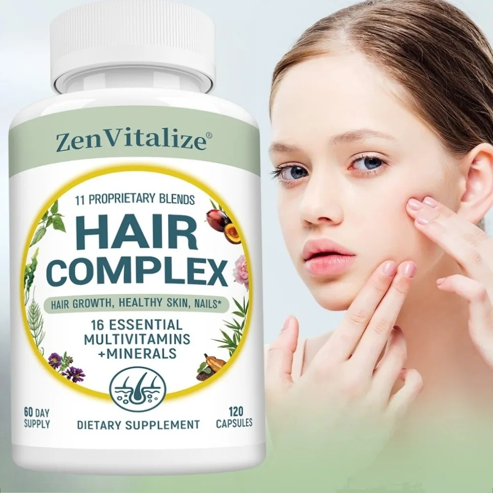 Biotin Hair Growth Vitamins - Vitamin B Complex Blend Supplement, Thicker, Stronger Hair, Skin and Nails, Gluten Free
