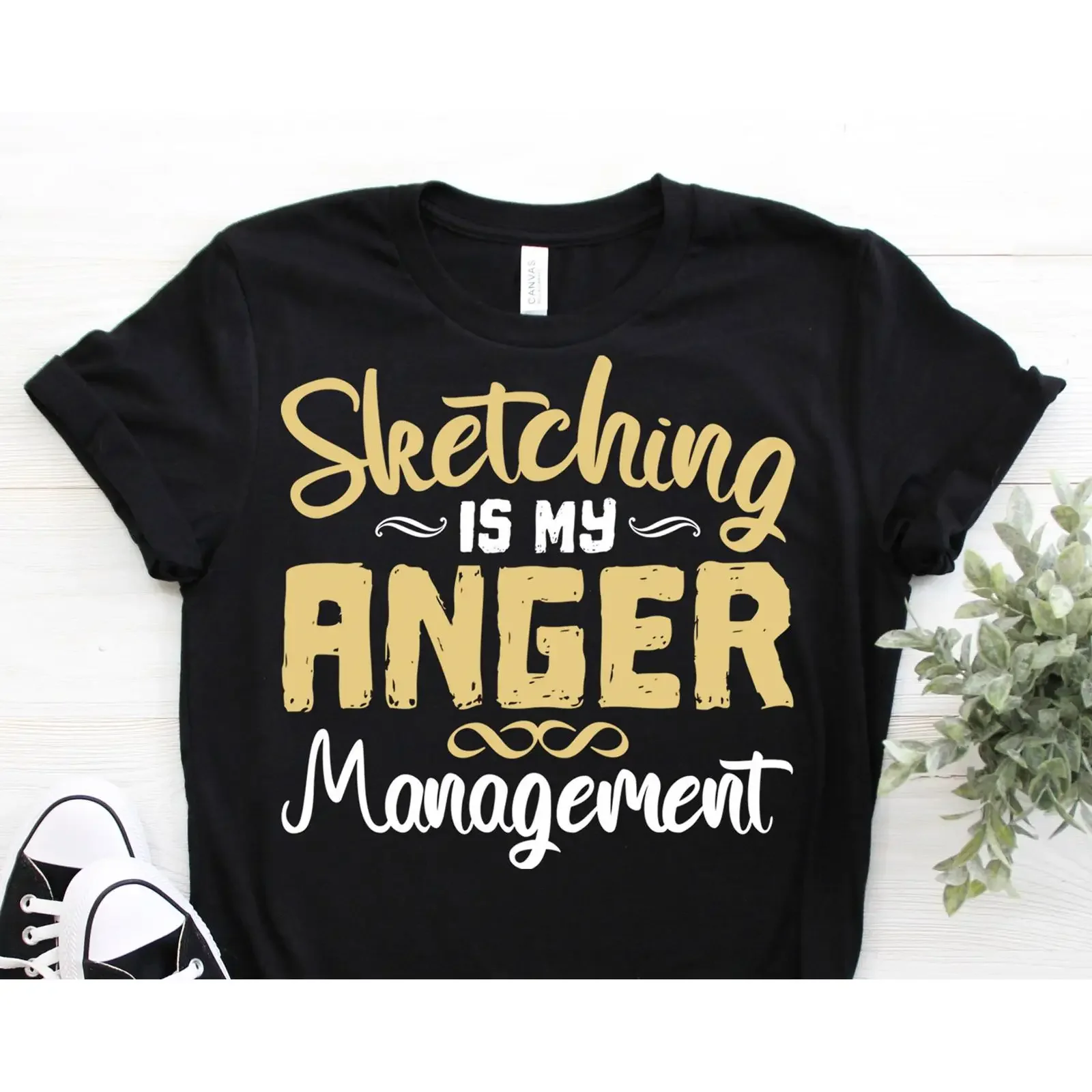 Sketching Is My Anger Management Funny Artist T Shirt Drawing Painting  vintage Washed Casual Unisex Slightly Versatile Soft