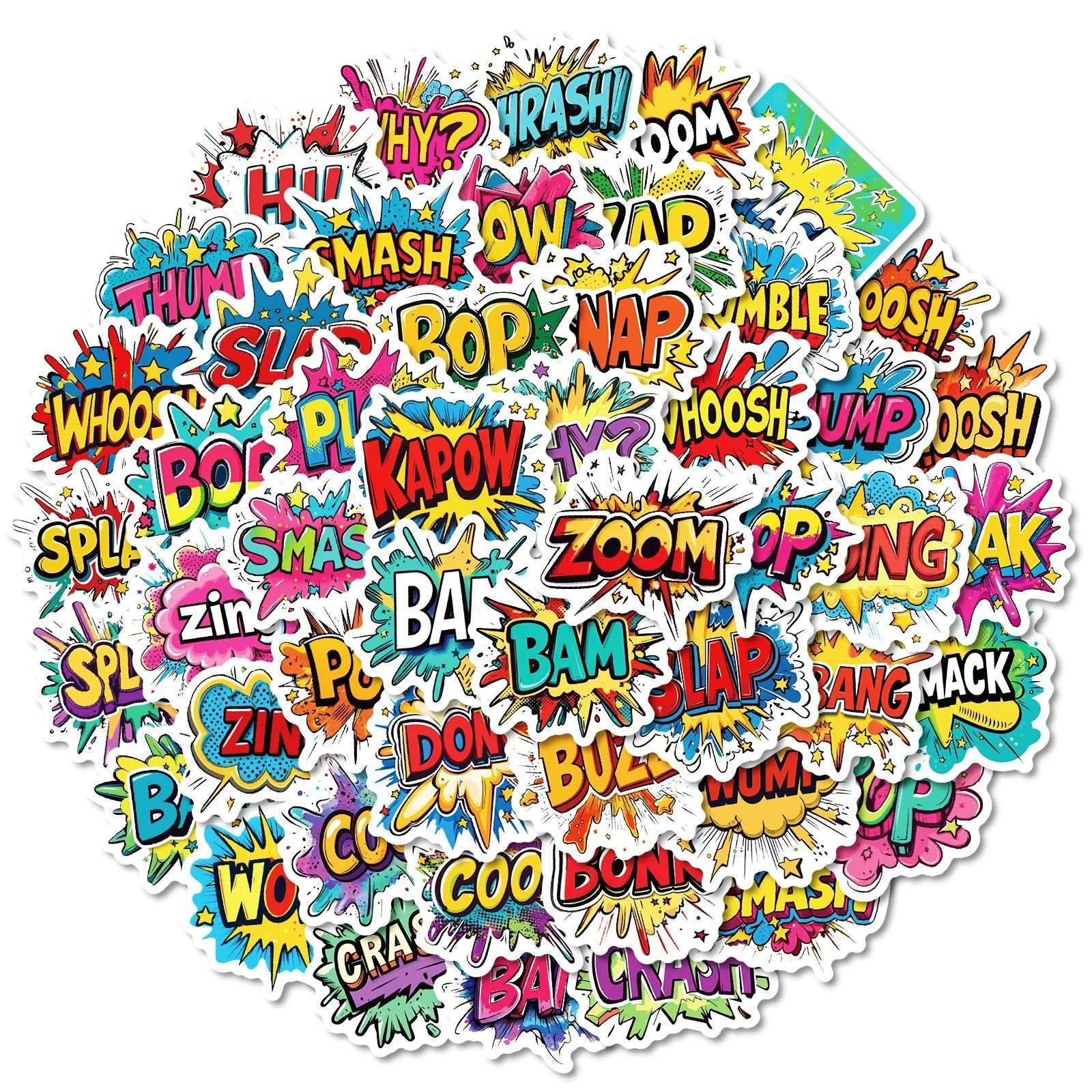 10/30/50PCS Cartoon Rock English Surprise Letter Stickers Book DIY Skateboard Toys Luggage Suitcase Decoration Graffiti Sticker