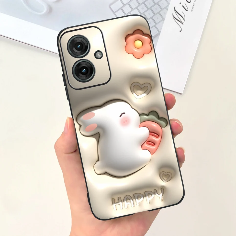 Animals Painting Phone Case For Motorola Moto G55 5G MotoG55 G 55 Back Cover Panda Rabbit Cat Funda Bumper Soft Silicone