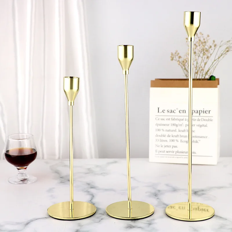 3 Pieces/Set Metal Candle Holders Luxury Candle Hold Simples Fashion Wedding Decoration Party Bar Family Dining-Table Home Decor