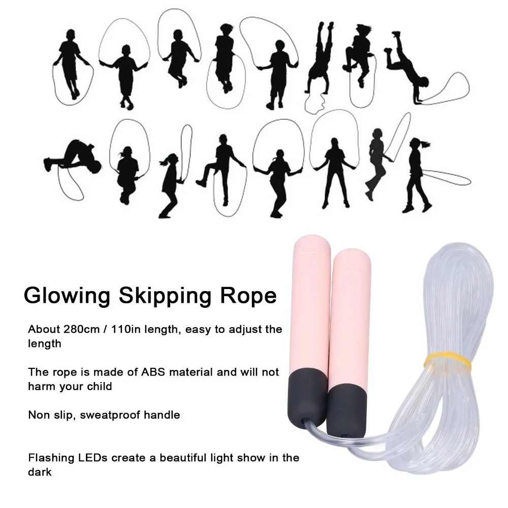 Glowing ABS Luminous Skipping Rope Length 280cm Blue LED Light Up Rope Exercise Skipping Rope Fitness Training