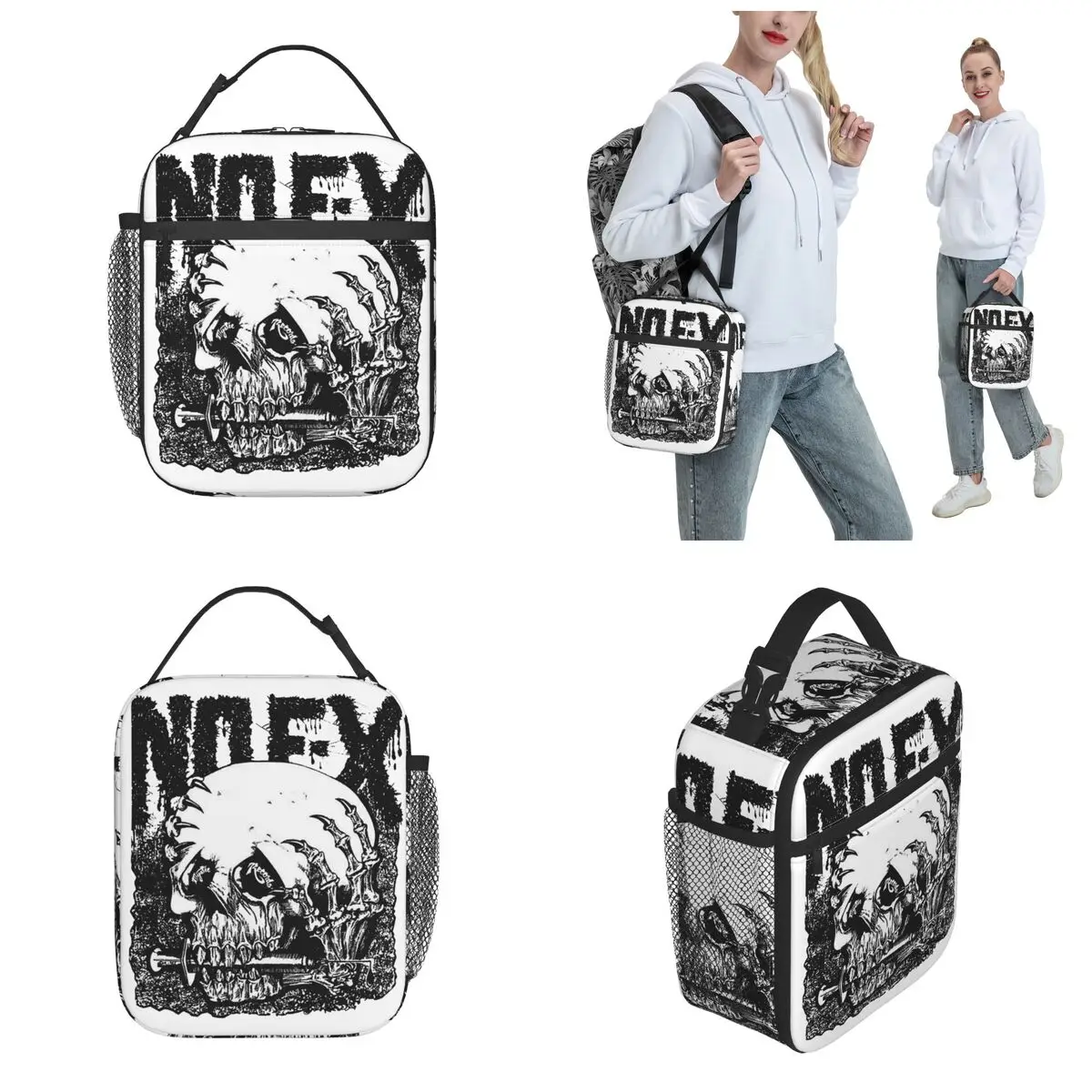 Insulated Lunch Tote Bag Skull Nofx Punk Band Accessories Food Box Unique Design Thermal Cooler Bento Box For School