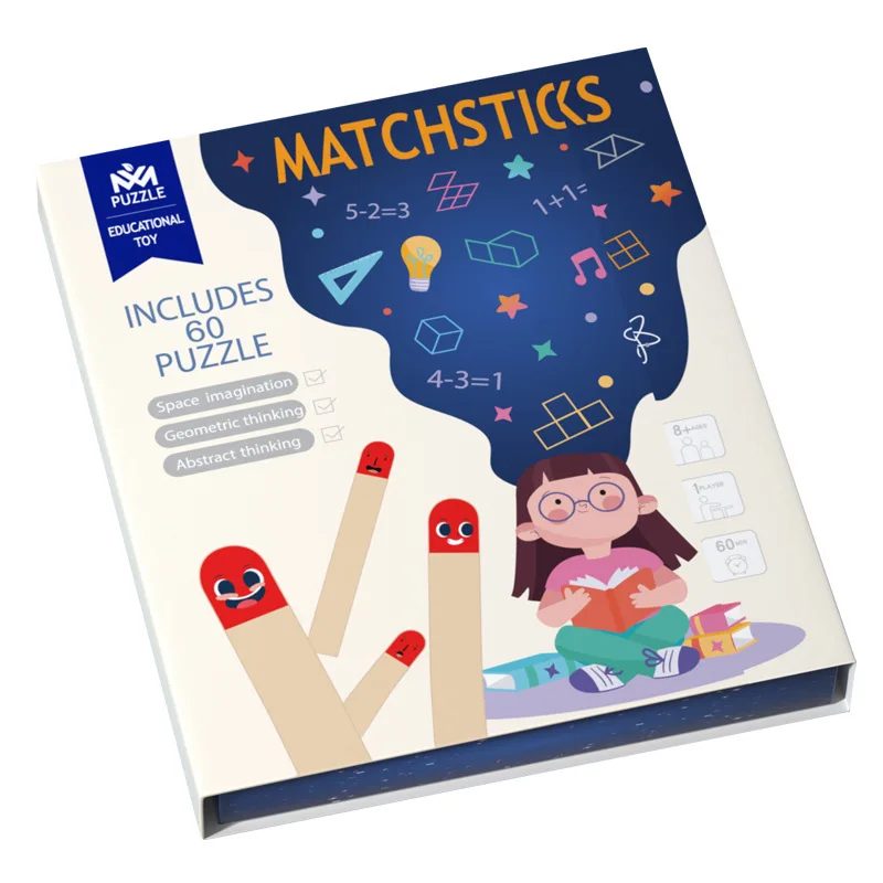 Matchstick-rompecabezas de madera para niños pequeños, juguetes educativos de matemáticas Montessori, 30 piezas