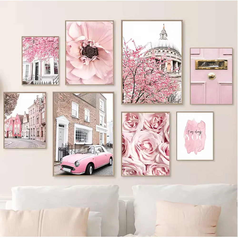 

DIY 5D алмазная живопись Розовый Париж здание автомобиль вишневый цвет роза полная квадратная круглая дрель мозаика распродажа Алмазная вышивка