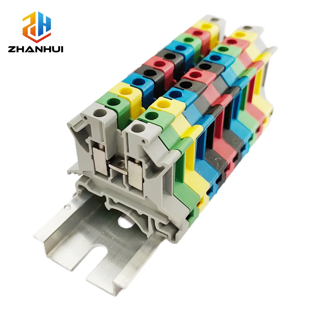 UK2.5B DIN Rail Terminal Block Kit - 2.5mm² Screw Connection with Jumpers, End Covers, Marker Strip & Aluminum Rail (10Pcs)