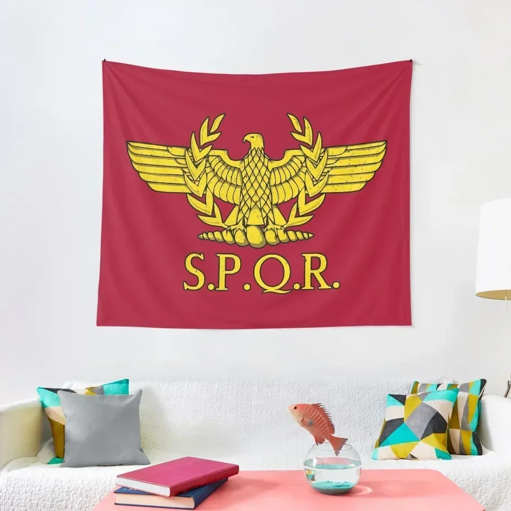 

Roman Standard - Rome - SPQR - Roman Empire Gold Tapestry Decorative Wall Mural Room Design Tapestry