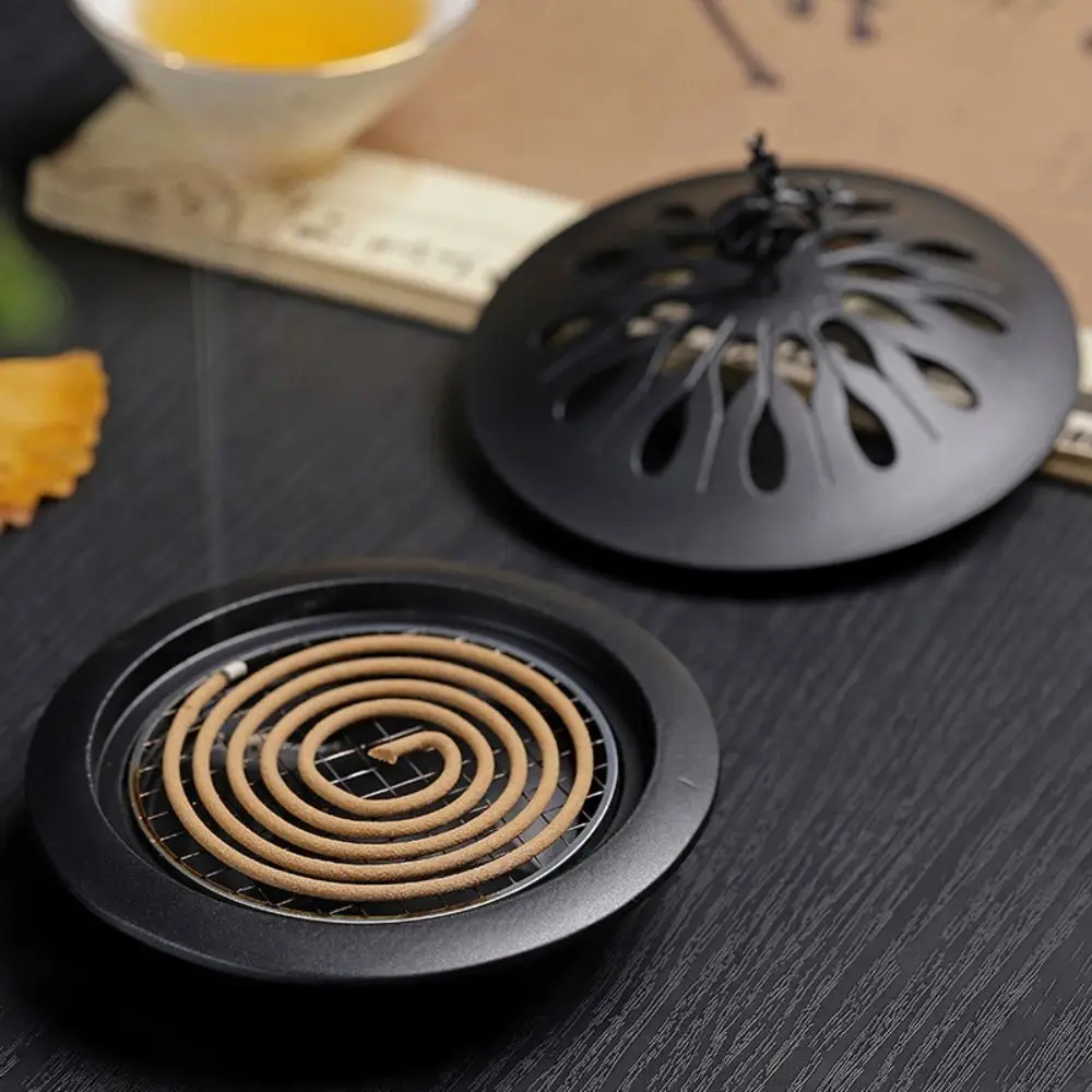 

Sandalwood Plate Deer Lid Backflow Incense Holder Zinc Alloy Lucky Deer Hollow Fragrance Censer Retro Incense Burner Tea House