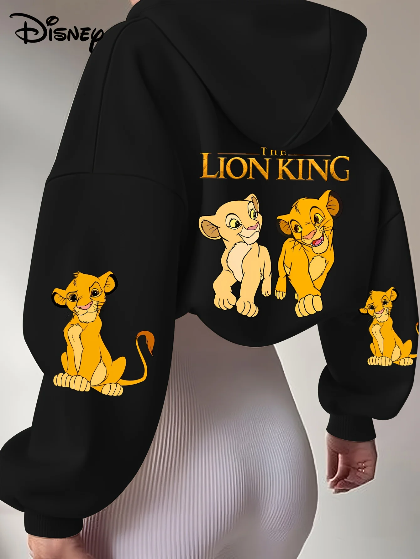 ديزني الأسد الملك ميكي ماوس قميص الحلو كول الشارع الخريف/الشتاء هوديي المتضخم المرأة الكبار والأطفال نفس حجم معطف #3