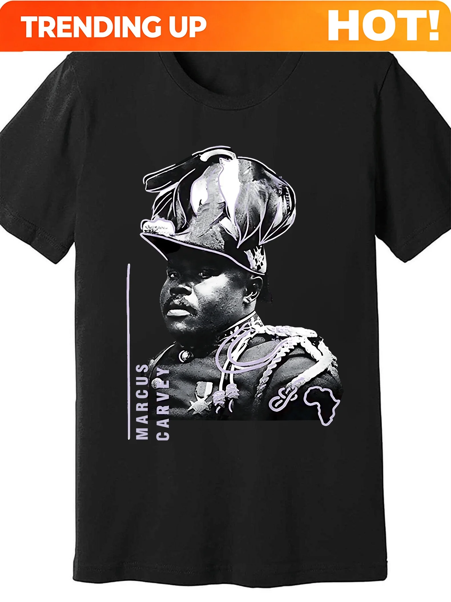 Marcus Garvey Quote & Africa Graphic T-Shirt - Crew Neck Streetwear Tee, Regular Fit Unisex Top with Vibrant Purple & Pink Accen