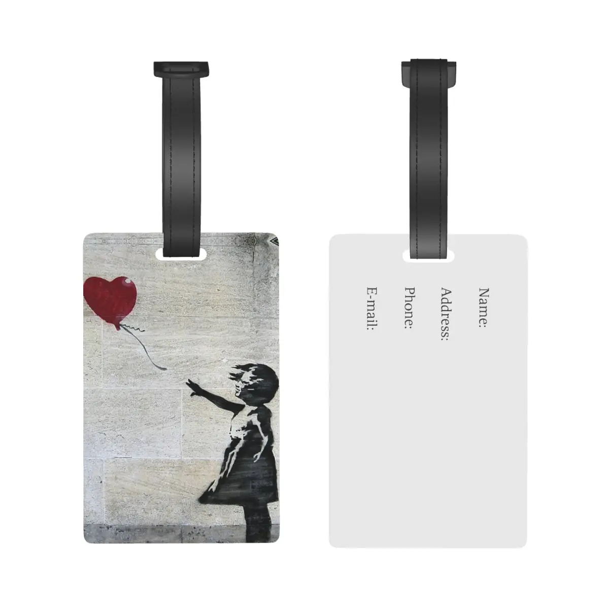 Banksy Girl With A Red Balloon Luggage Tags Suitcase Accessories Travel Baggage Boarding Tag Portable Label Holder ID Name