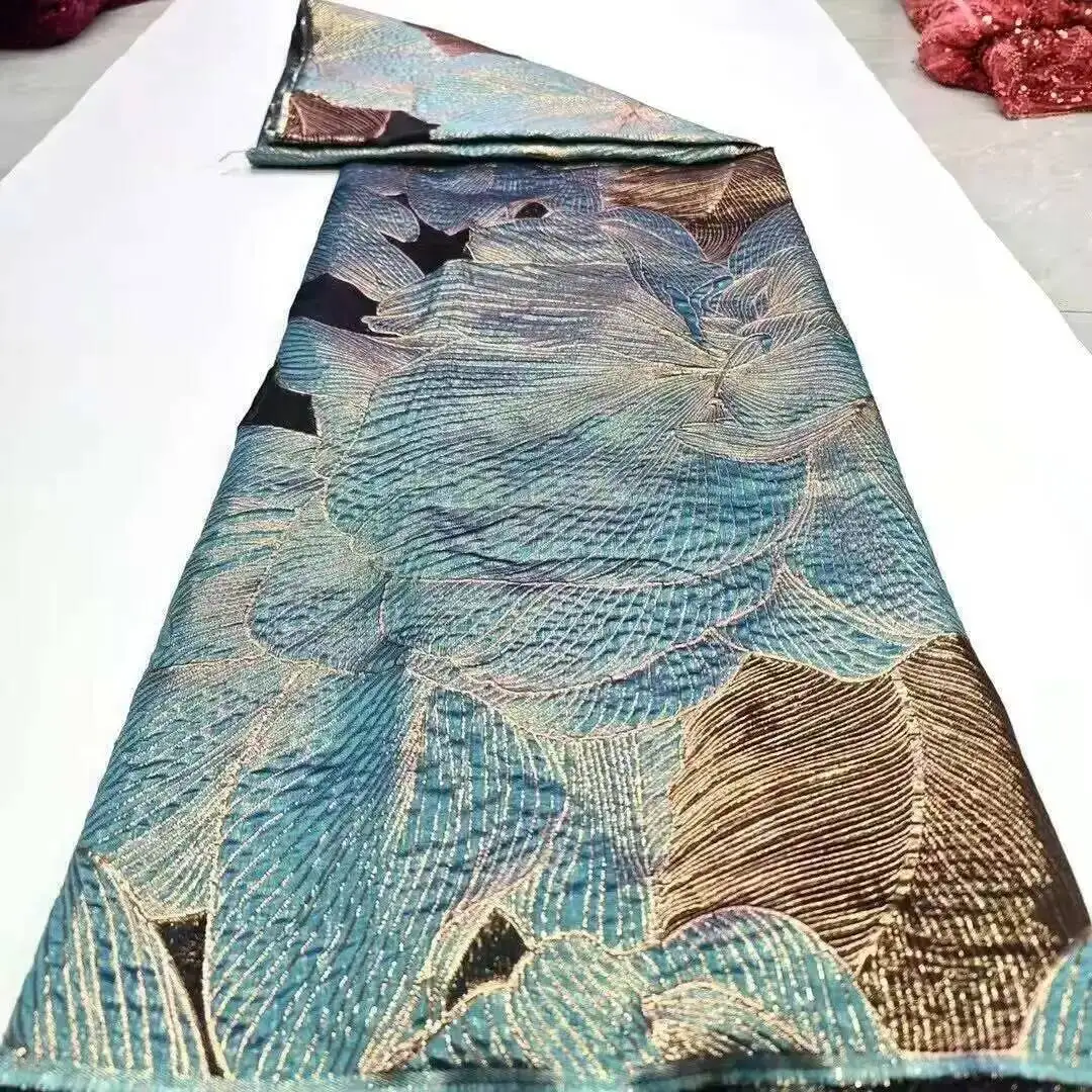 

African Nigerian High-Quality Tulle Lace Fabric Organza Embroidery Guipure for Party Gown Jacquard Wedding Dress 5Yard