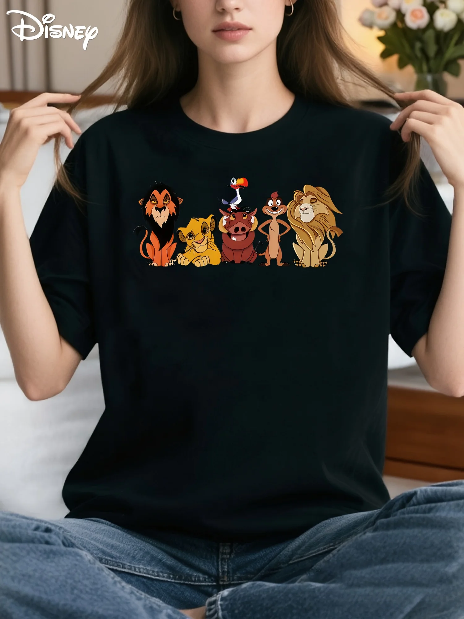 تي شيرت Disney Lion King - مقاس كبير مع Simba وMufasa وNala وTimon & Pumbaa - بلوزة كاجوال بأكمام قصيرة ورقبة دائرية #2