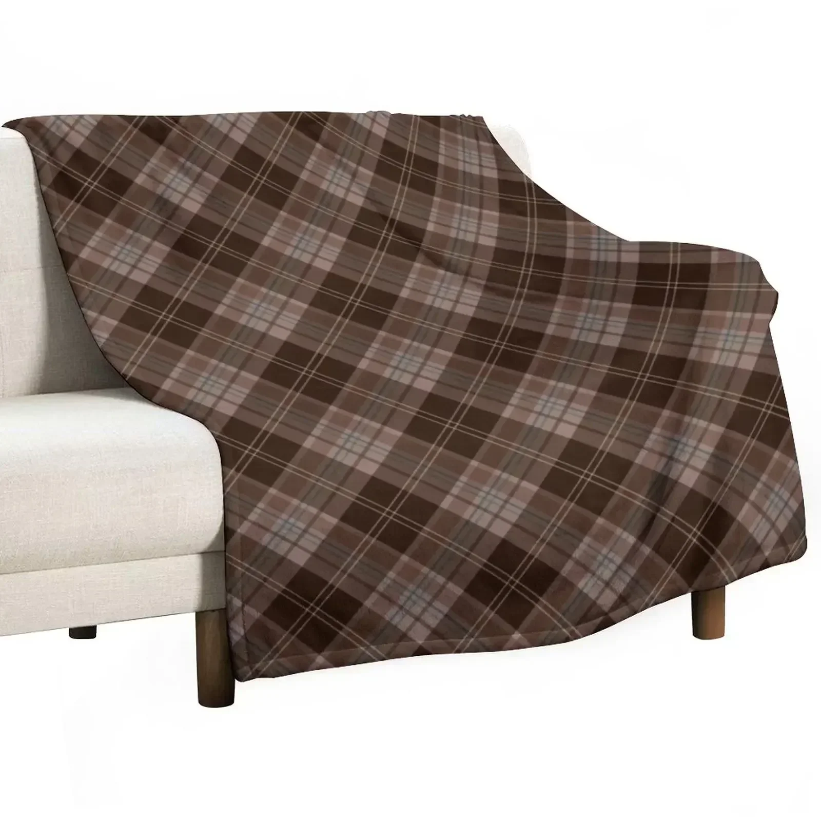 

Brown Tartan Plaid Throw Blanket Beautifuls Furrys Luxury Brand Single Blankets