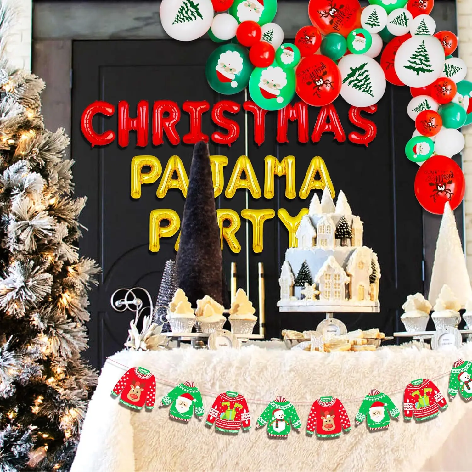 LaVenty Pigiama natalizio Decorazione per feste Pigiama natalizio Decorazione per feste Palloncini Forniture per giochi per feste di Natale