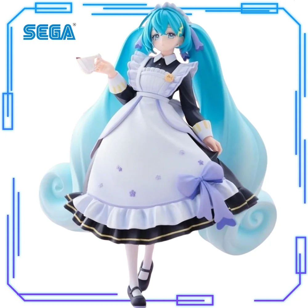 在庫あり-セガオリジナル本物のルミナスタ-ピアプロキャラクター初音ミククラシックメイド-21-センチメートルコレクションモデル玩具フィギュアギフト