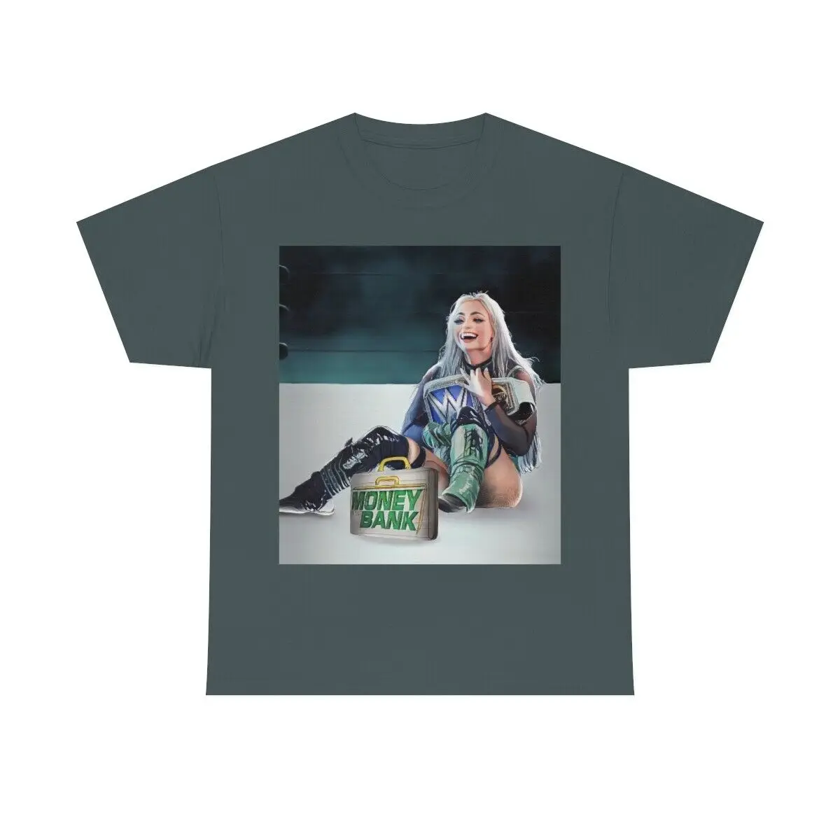 Liv Morgan 남녀공용 헤비 코튼 티셔츠, 긴팔, 은행 순간 돈 2022 