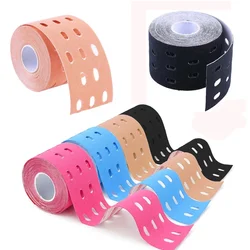 Hole Kinesiology Tape Perforated Elastic Kinesiology Exercise Tape for Muscle Support Strain Pain Relief 5cm X 5m Roll Bandage