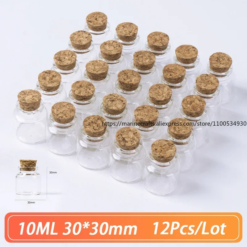 

12pcs/Lot 30*30mm 10ml Cork Glass Bottle Stopper Spicy Storage Containers Glass Spice Candy Jars DIY Decorations Accessory