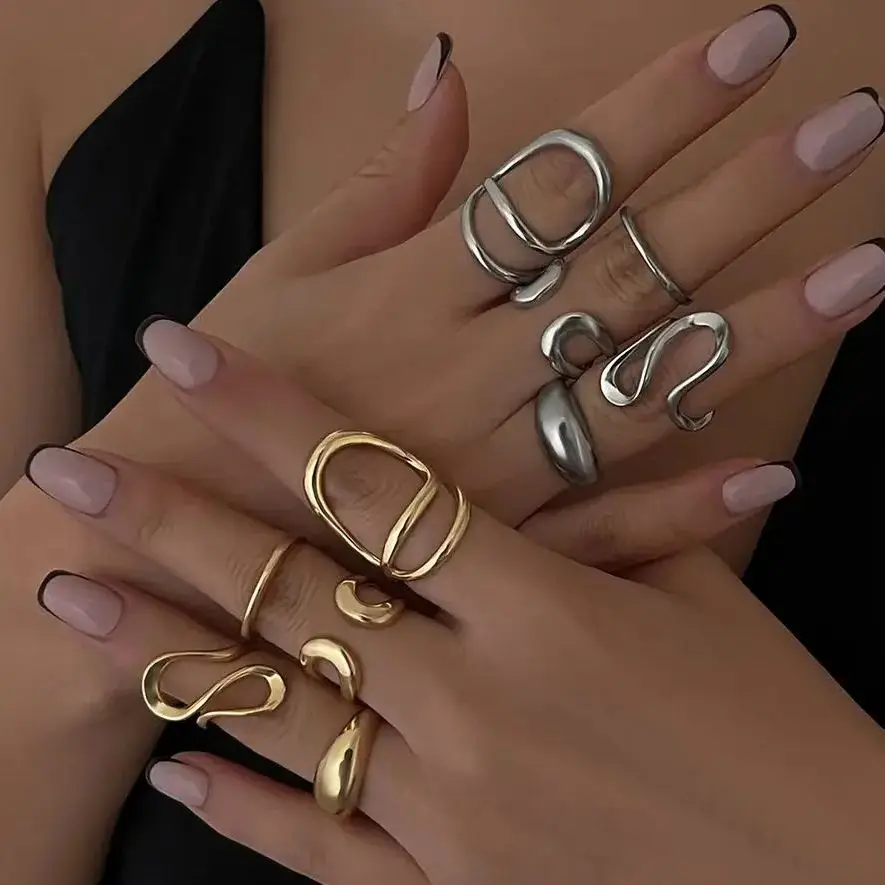 DIEZI New Sweet Cool Geometric Metal Finger Rings For Women Girls Men Gift Punk Gold Silver Color Knuckle Joint Ring Jewelry