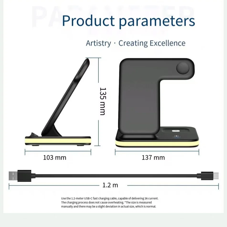

2025 3 in 1 Charging Station for Apple Compatible with Magsafe Charger Stand for iPhone 17 16 15 14 13 12 Wireless Charging Stat