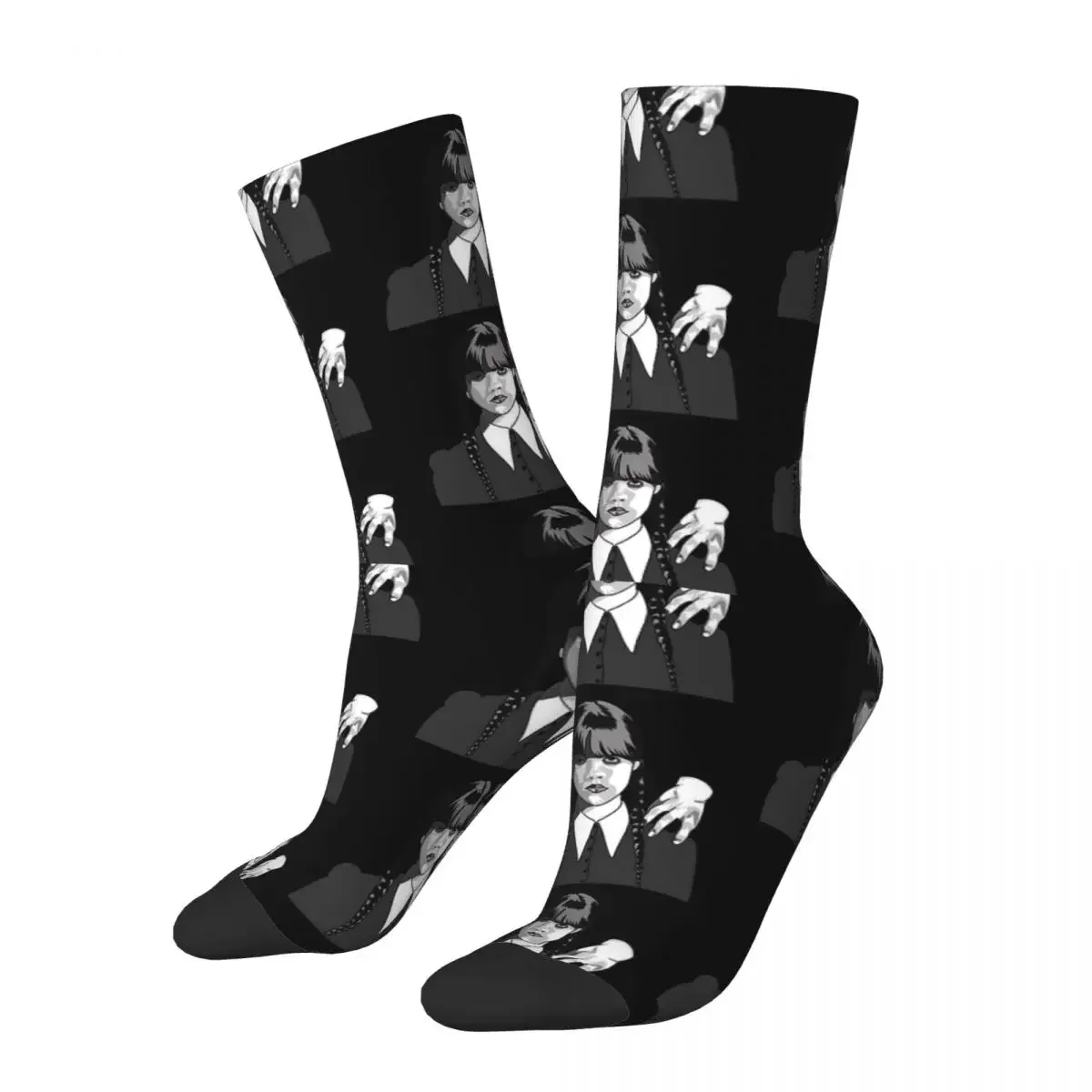 Calcetines de la serie de televisión Wednesday Addams Thing, medias súper suaves Harajuku, calcetines largos para todas las estaciones, accesorios para hombre y mujer