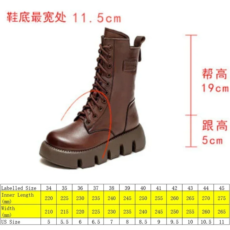 Koznoy Ankle Boots 5cm Women Cow Genuine Leather Moccasins Autumn Winter Plush Spring British Wedge Ethnic ZIP Platform Shoes