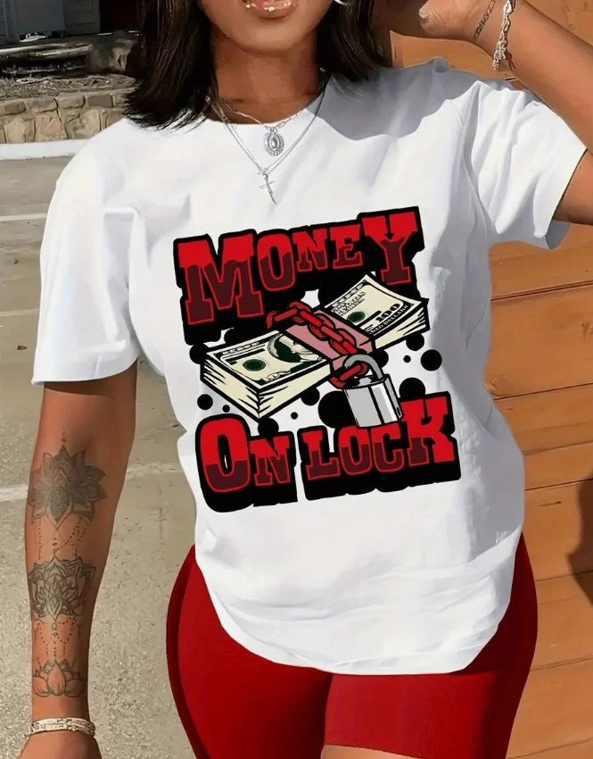 2026 New Fashion Women Crew Neck Short Sleeve T-Shirt Oversized Style Graphic Print All-match For Spring Summer Autumn Winter Daily Casual Tops Basic Top T-Shirt