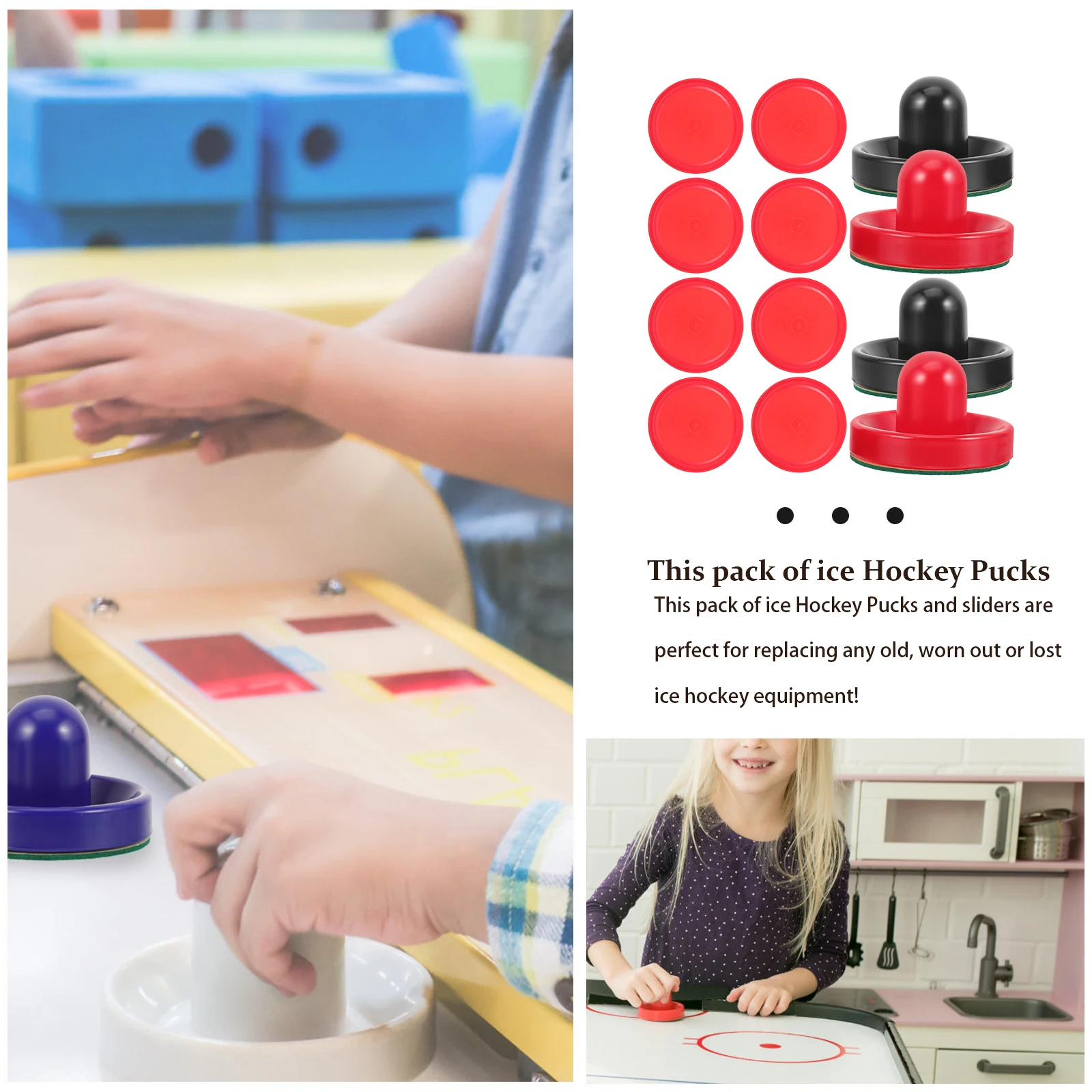 

16 PCS Ball Header Set Replacement Air Hockey Puck and Rackets Parts Pushers Pucks Portable Child